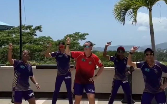 Watch Video Trinbago Knight Riders women celebrate first win with 'Lungi Dance'