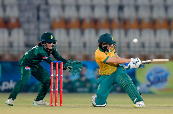 Nashra Sandhu and Sadia Iqbal helps Pakistan beat South Africa by 13 Runs to level T20I series. PC: PCB