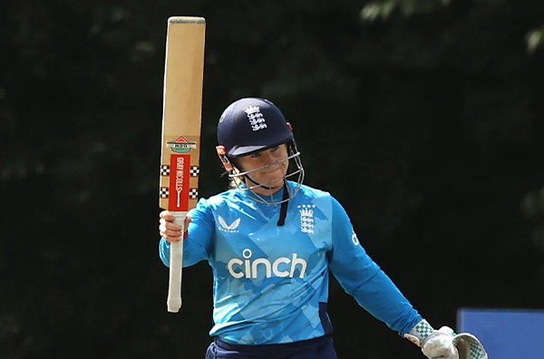 Tammy Beaumont breaks several records with her unbeaten 150 against Ireland. PC: Getty