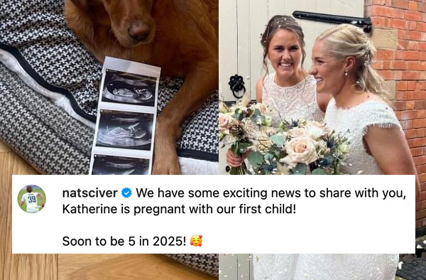 Nat Sciver-Brunt and Katherine Sciver-Brunt announces pregnancy with first child. PC: Instagram