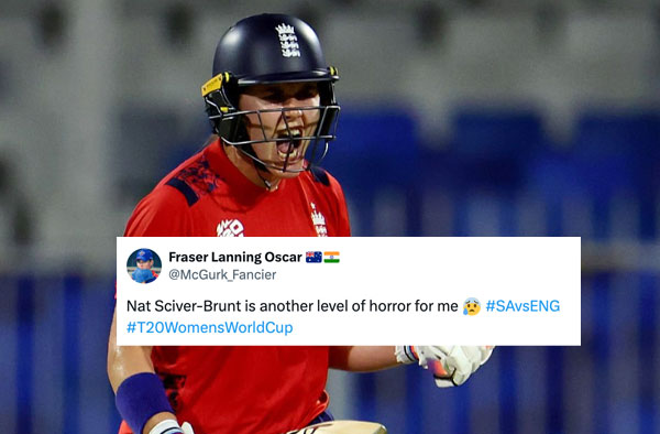 Nat Sciver-Brunt celebrates as she hits the winning runs for England. PC: Getty