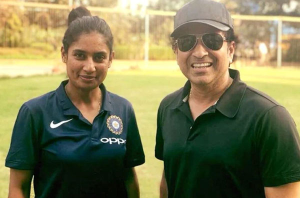 Mithali Raj with Sachin Tendulkar