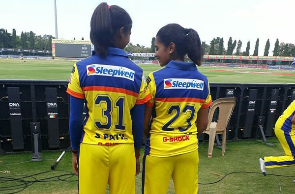 Shreyanka Patil with her teammate