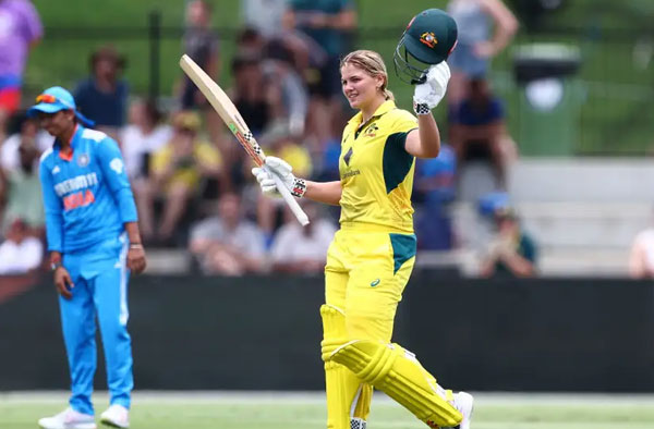 Georgia Voll becomes 3rd Youngest Australian to bring up Maiden ODI Century. PC: Getty