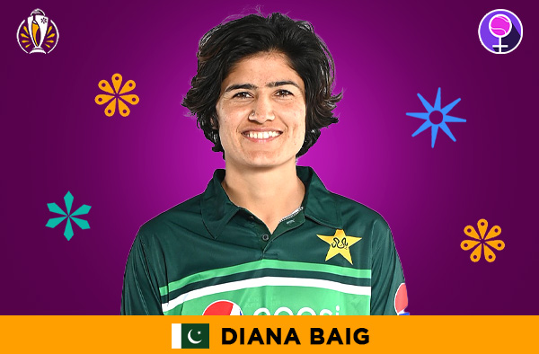 Diana Baig for Pakistan in the Women's ODI World Cup 2025 | Image Credits: Female Cricket