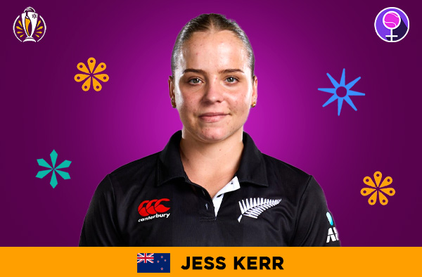 Jess Kerr for New Zealand in the Women's ODI World Cup 2025 | Image Credits: Female Cricket