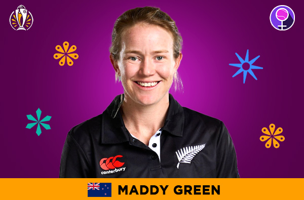 Maddy Green for New Zealand in the Women's ODI World Cup 2025 | Image Credits: Female Cricket