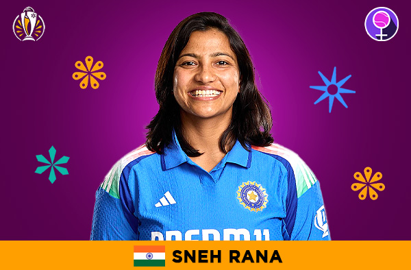 Sneh Rana for India in the Women's ODI World Cup 2025 | Image Credits: Female Cricket