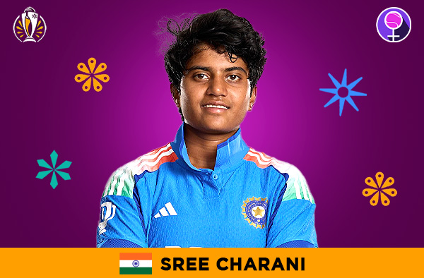 Sree Charani for India in the Women's ODI World Cup 2025 | Image Credits: Female Cricket