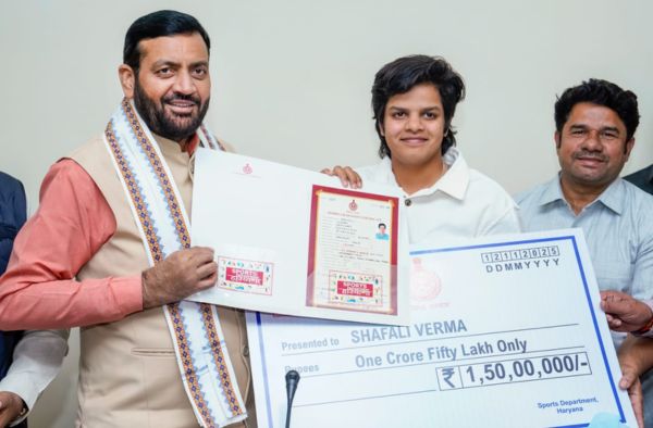 Shafali Verma Honoured with Rs 1.5 Crore Reward by Haryana CM for Heroics in India's World Cup Win