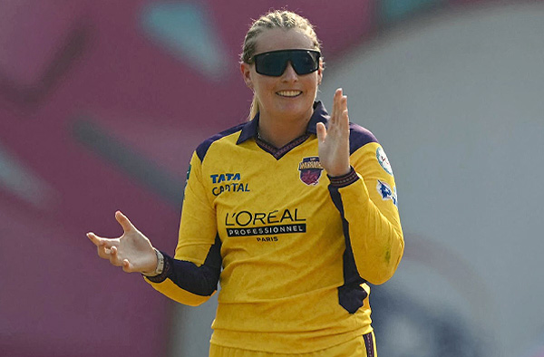 Sophie Ecclestone for UP Warriorz in WPL 2026. PC: Getty