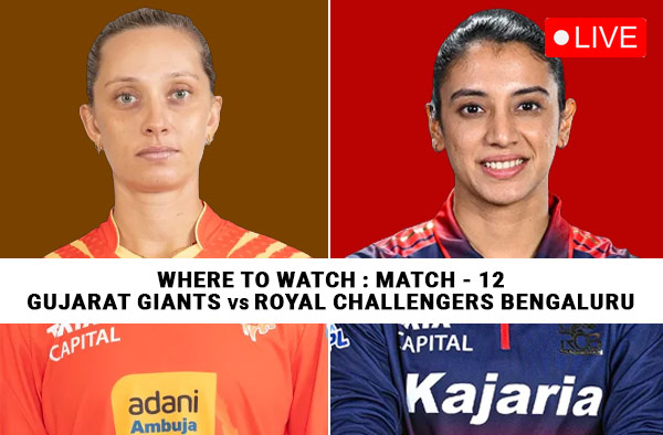 Where to Watch Match 12 of WPL 2026 – Gujarat Giants vs Royal Challengers Bengaluru? Live Streaming Details