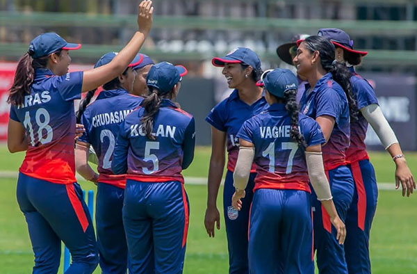 Geetika Kodali celebrating with her USA teammates. PC: IG