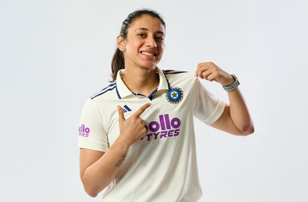 Smriti Mandhana in India's New Test Jersey. PC: BCCI