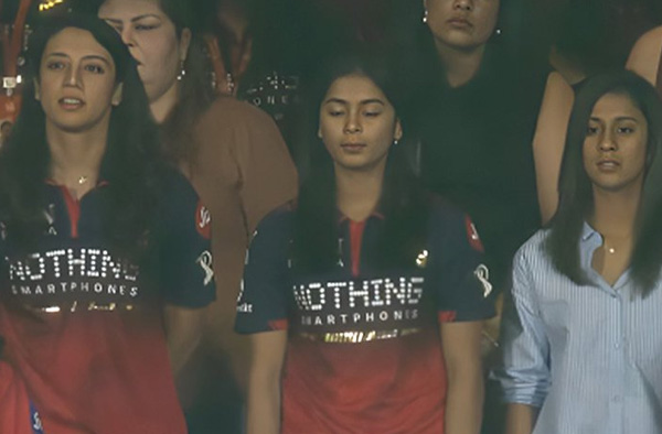WPL Stars Mandhana, Shreyanka Patil and Jemimah Spotted at IPL 2026 Chinnaswamy Opener. PC: Hotstar