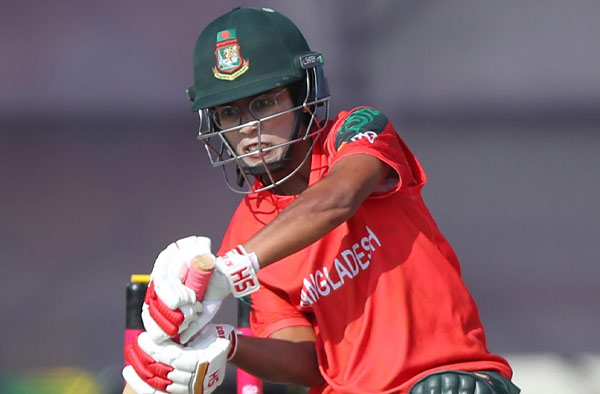 Fahima Khatun of Bangladesh bats during the ICC Women's T20 World Cup 2026 Qualifier