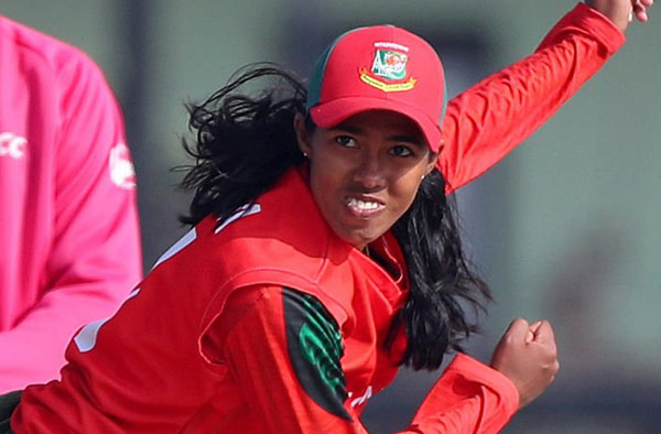 Shorna Akter of Bangladesh bowls during the ICC Women's T20 World Cup 2026 Qualifier Super Six match